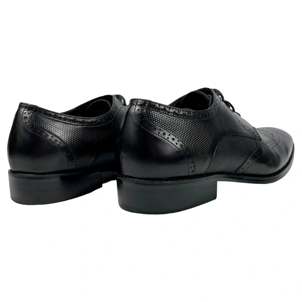 Stacy Adam Men’s 11.5 M Black Wing Tip Leather‎ Oxford Derby Lace Up Shoes